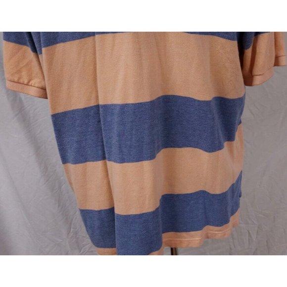 Chaps Natural Stretch Mens XL orange Blue Striped Short Sleeve Logo Polo Shirt - Picture 10 of 12